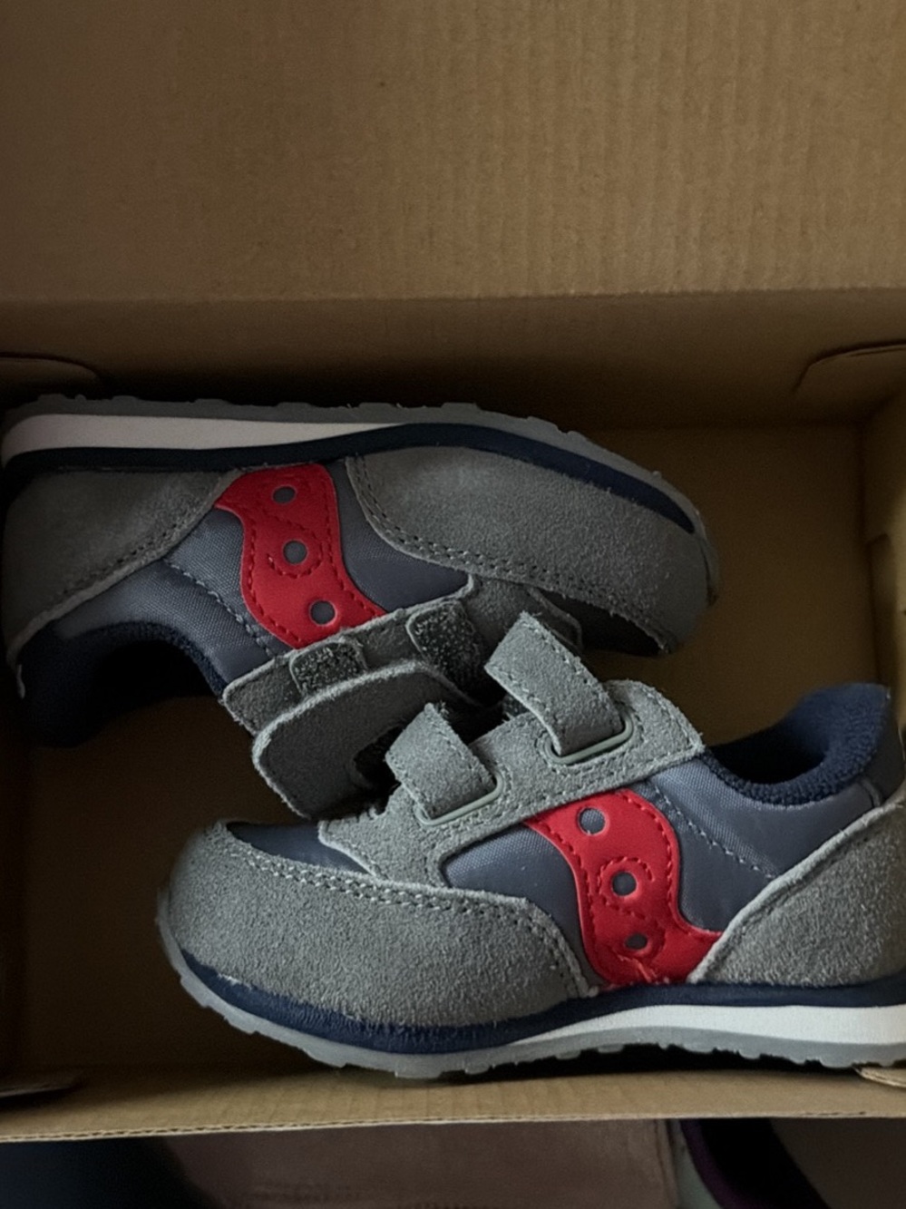 Saucony Kids Gray and Red Hook-and-Loop Sneakers